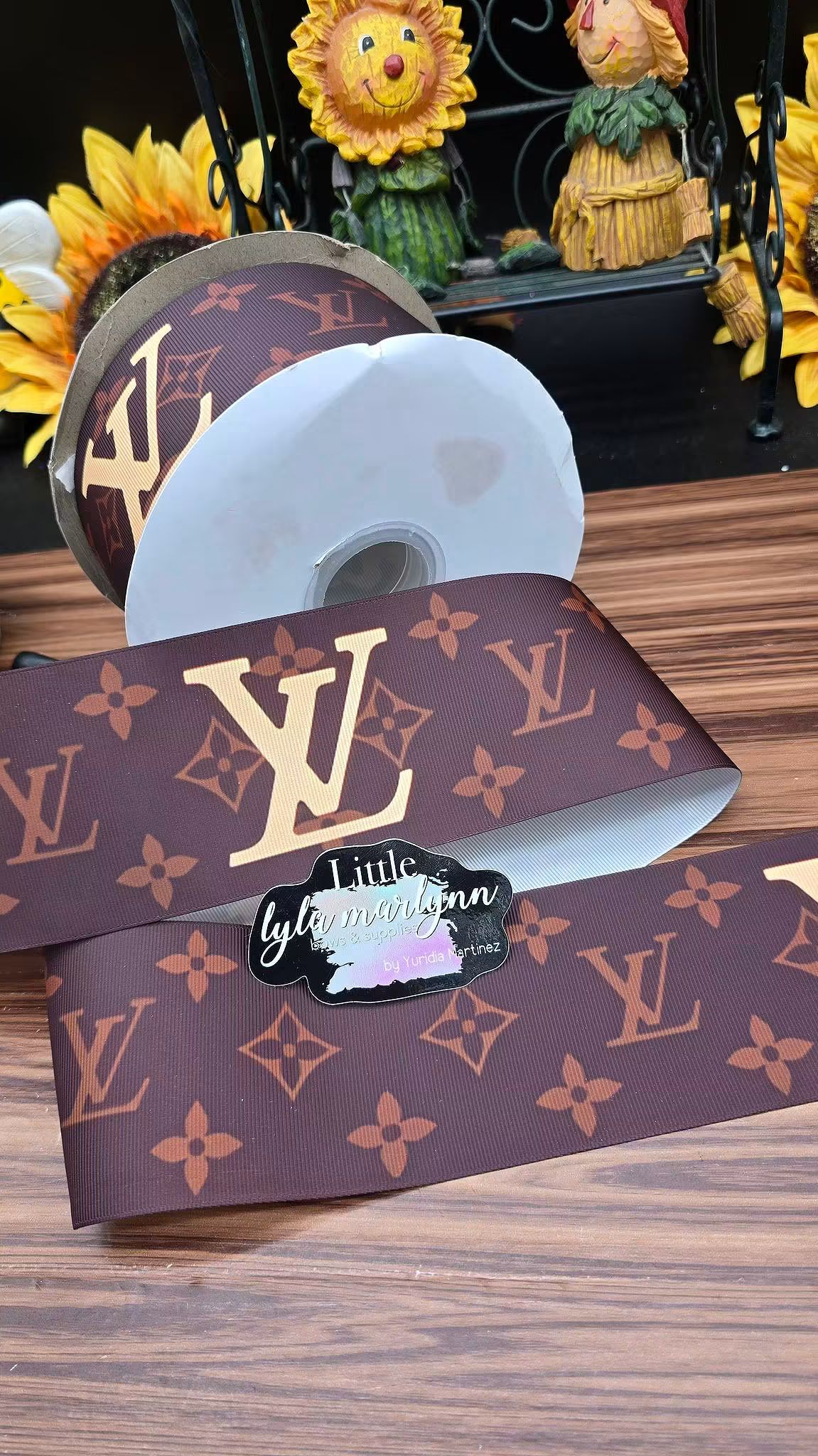 Designer Ribbon, LV Ribbon, Louis Ribbon, Vuitton Ribbon, Brown Checkered, Boujee Ribbon, Lanyard Ribbon, Hair Bow Ribbon, Wholesale Ribbon, PER YARD