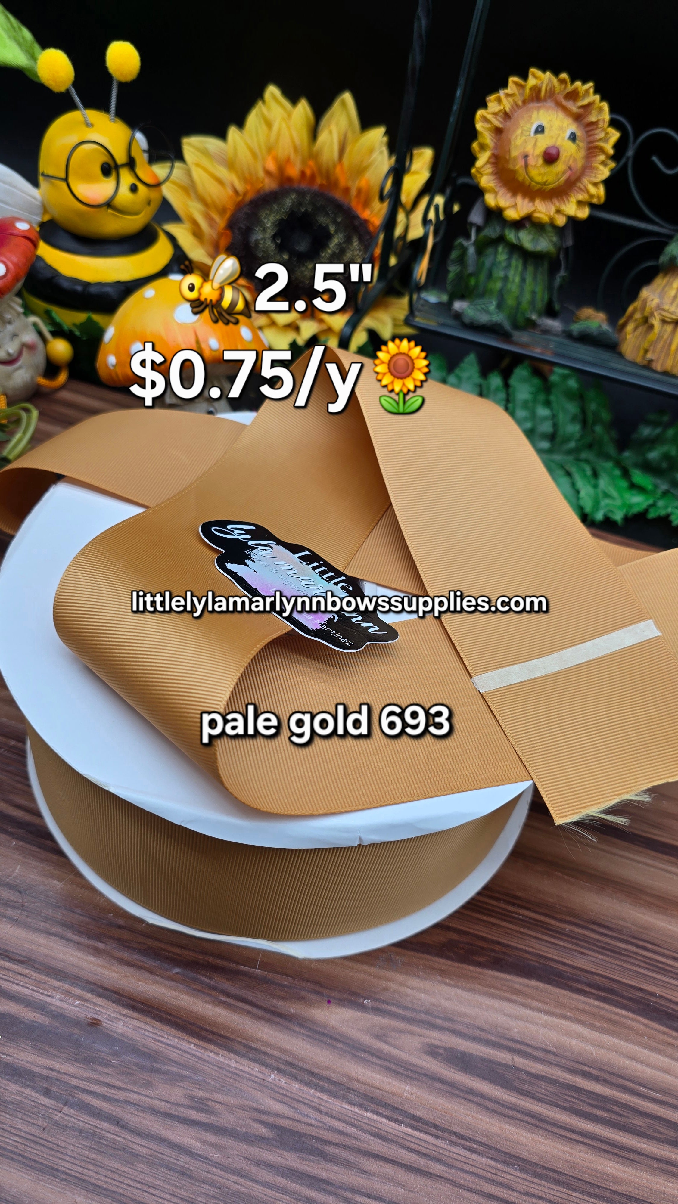 moss/ buttermilk/ pale gold solid 2.5' solid grosgrain