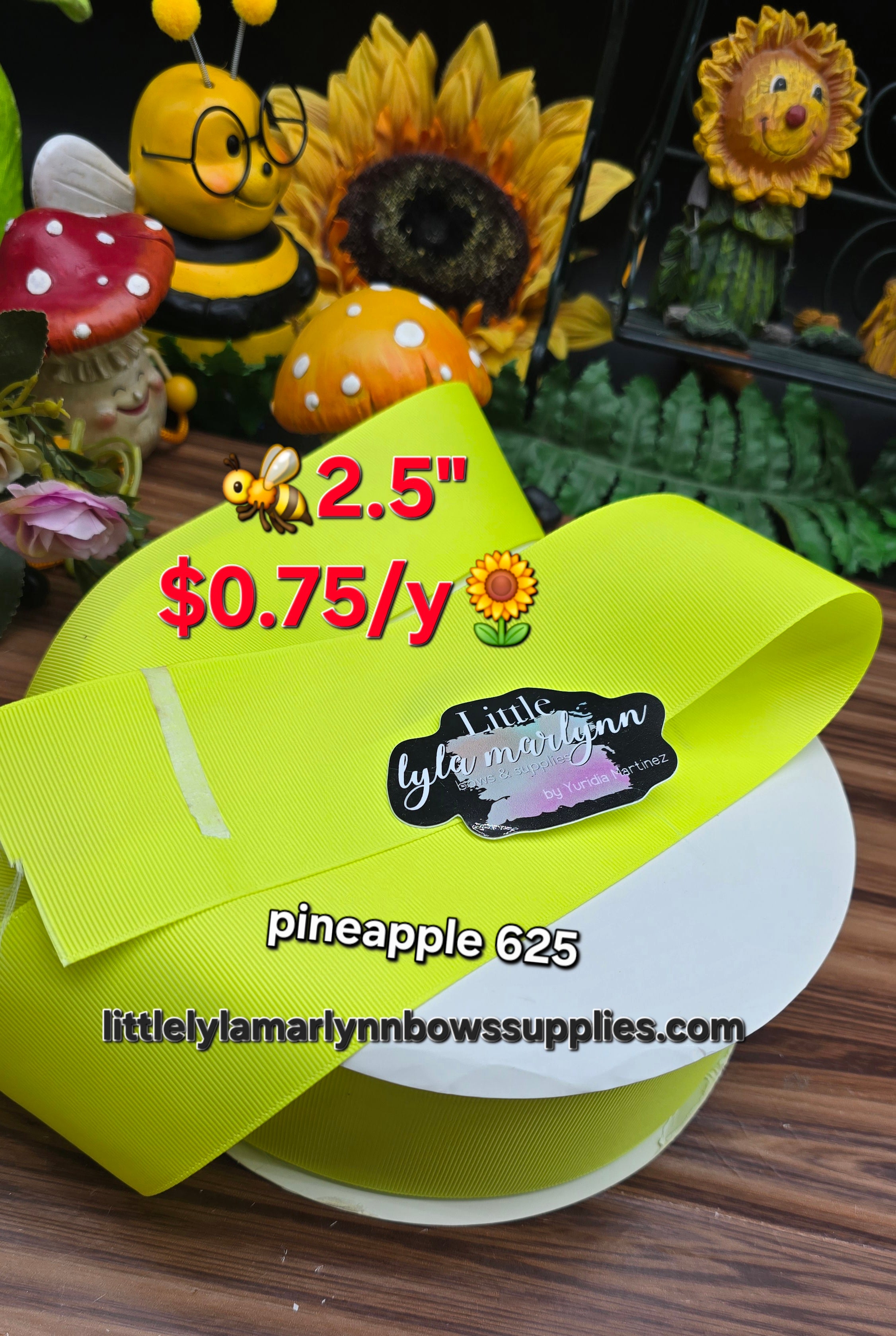 pineapple / cobalt/neo orange/ key lima/ lemon/ hot pink  acid green 2.5' solid grosgrain