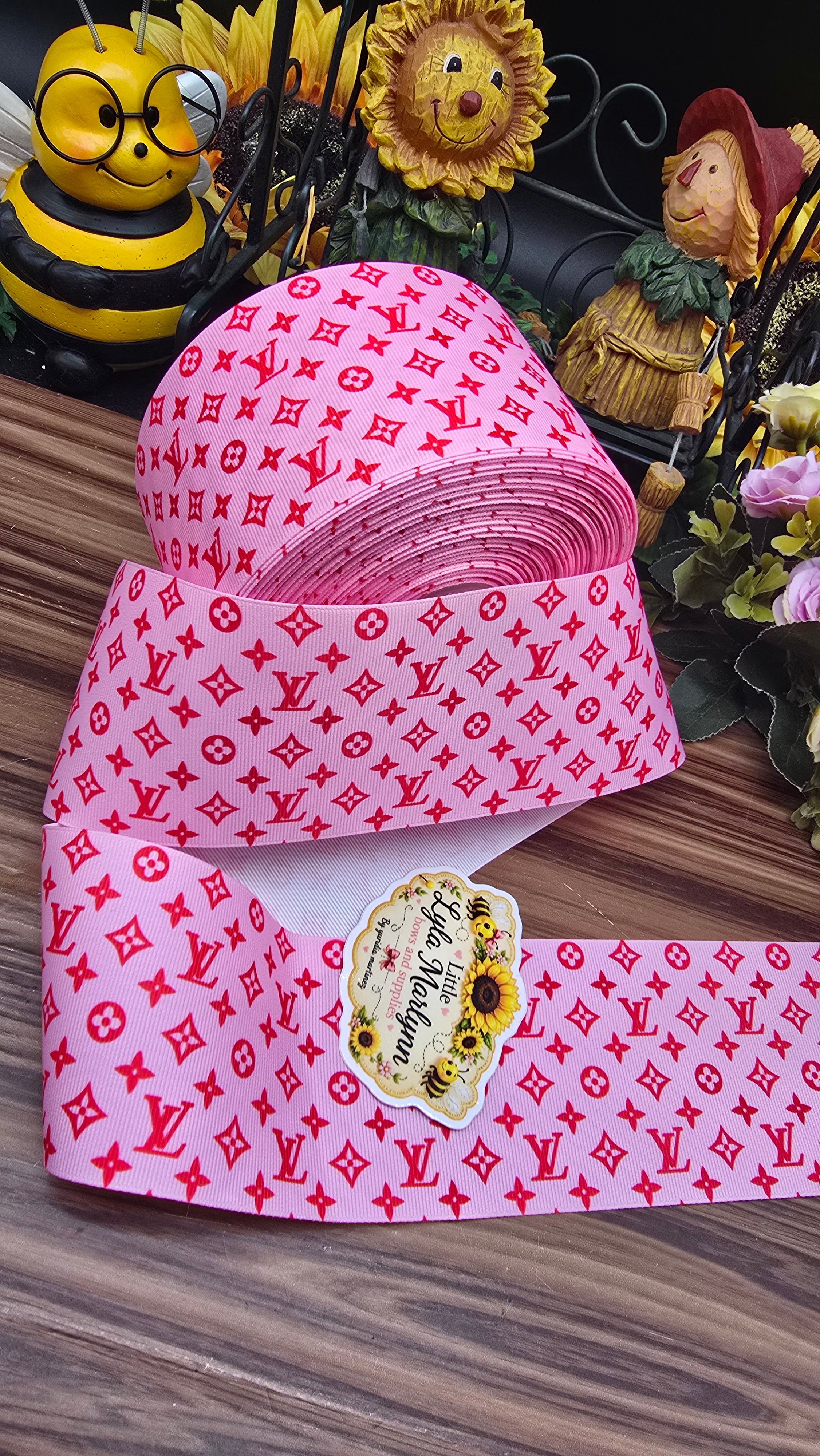 Designer Ribbon, LV Ribbon, Louis Ribbon, Vuitton Ribbon, Brown Checkered, Boujee Ribbon, Lanyard Ribbon, Hair Bow Ribbon,