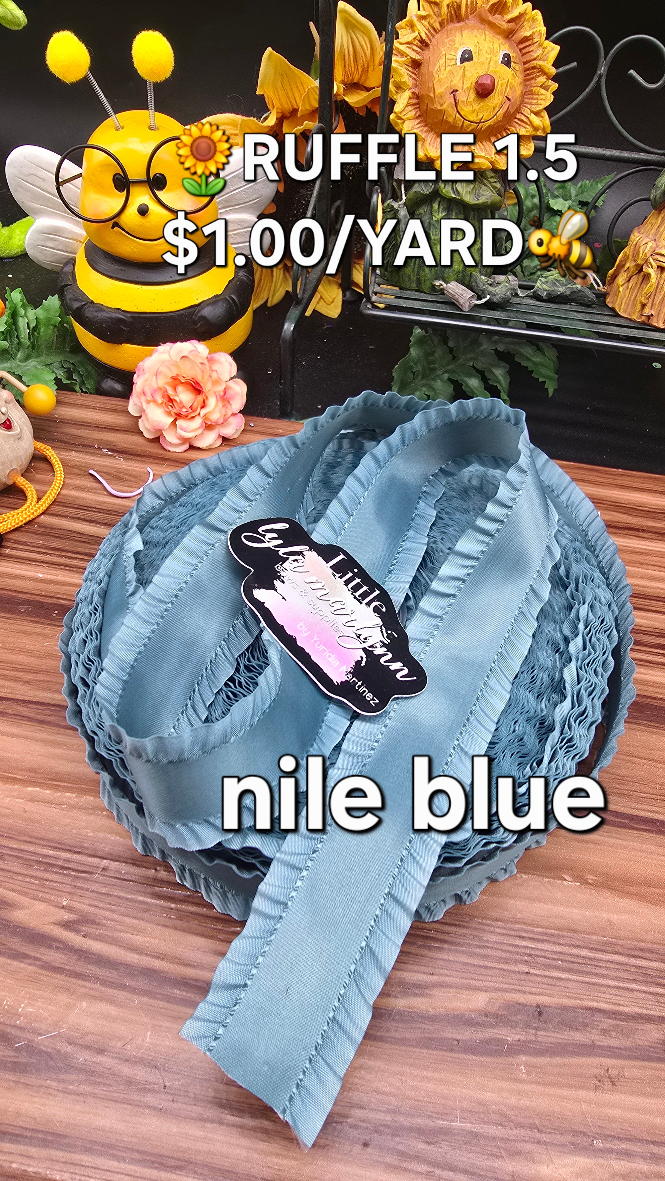 1.5" Ruffle Nile blue
