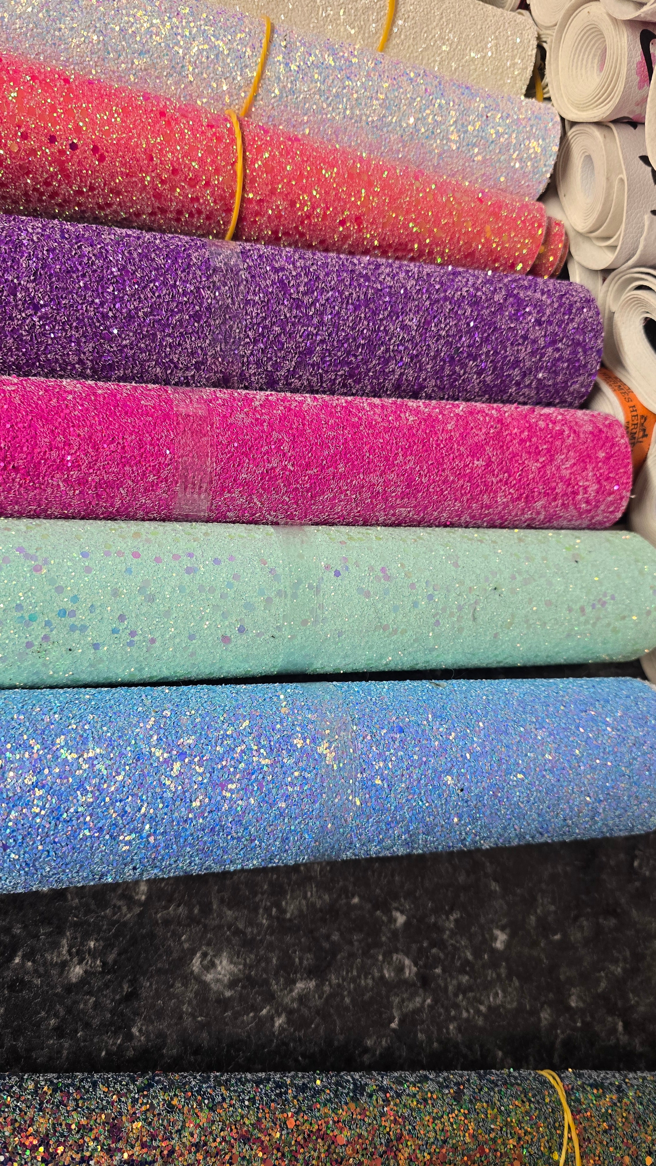 Glitter fauxleather  purple,  pink, ment, blue