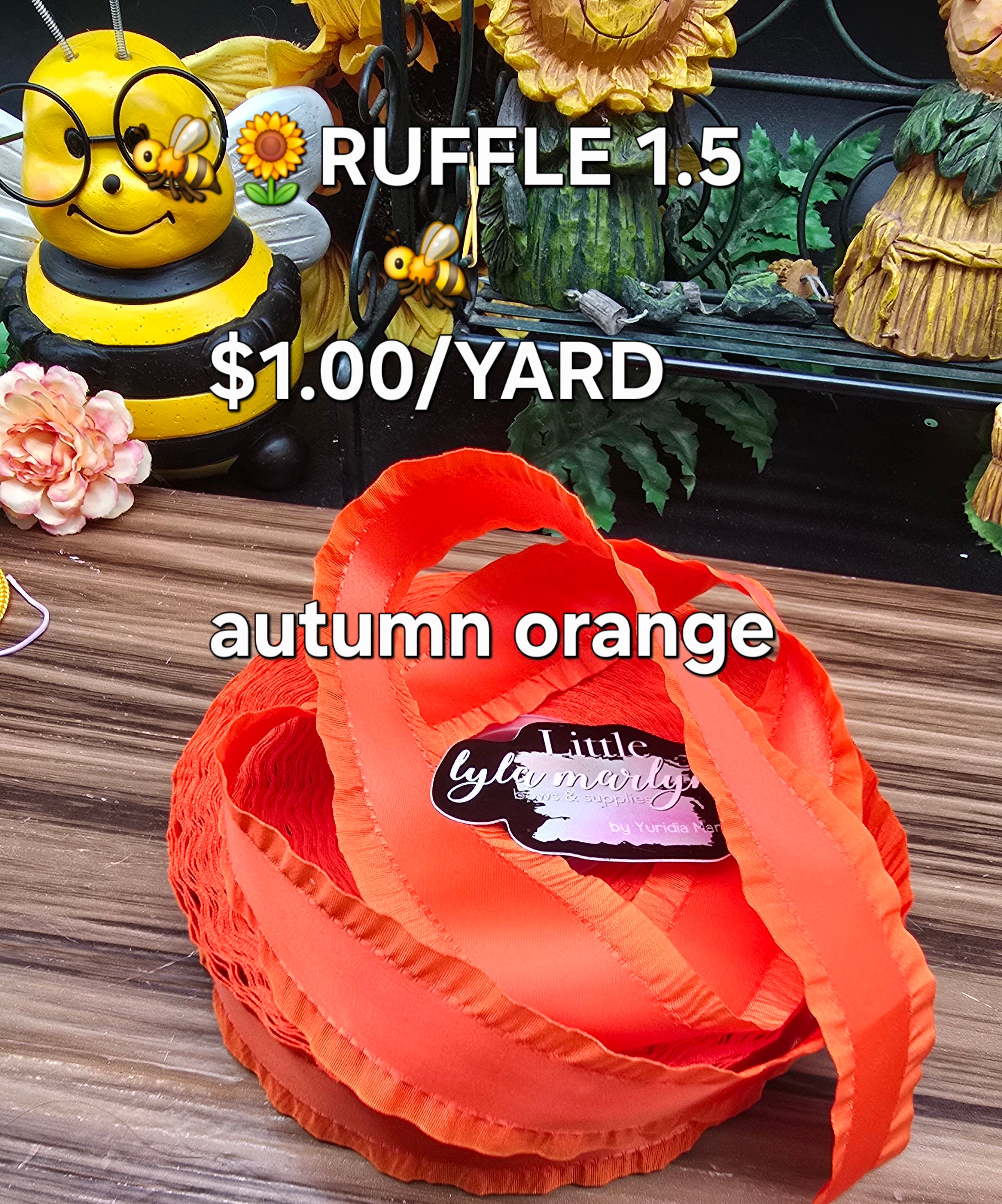 1.5" Ruffle autumn orange
