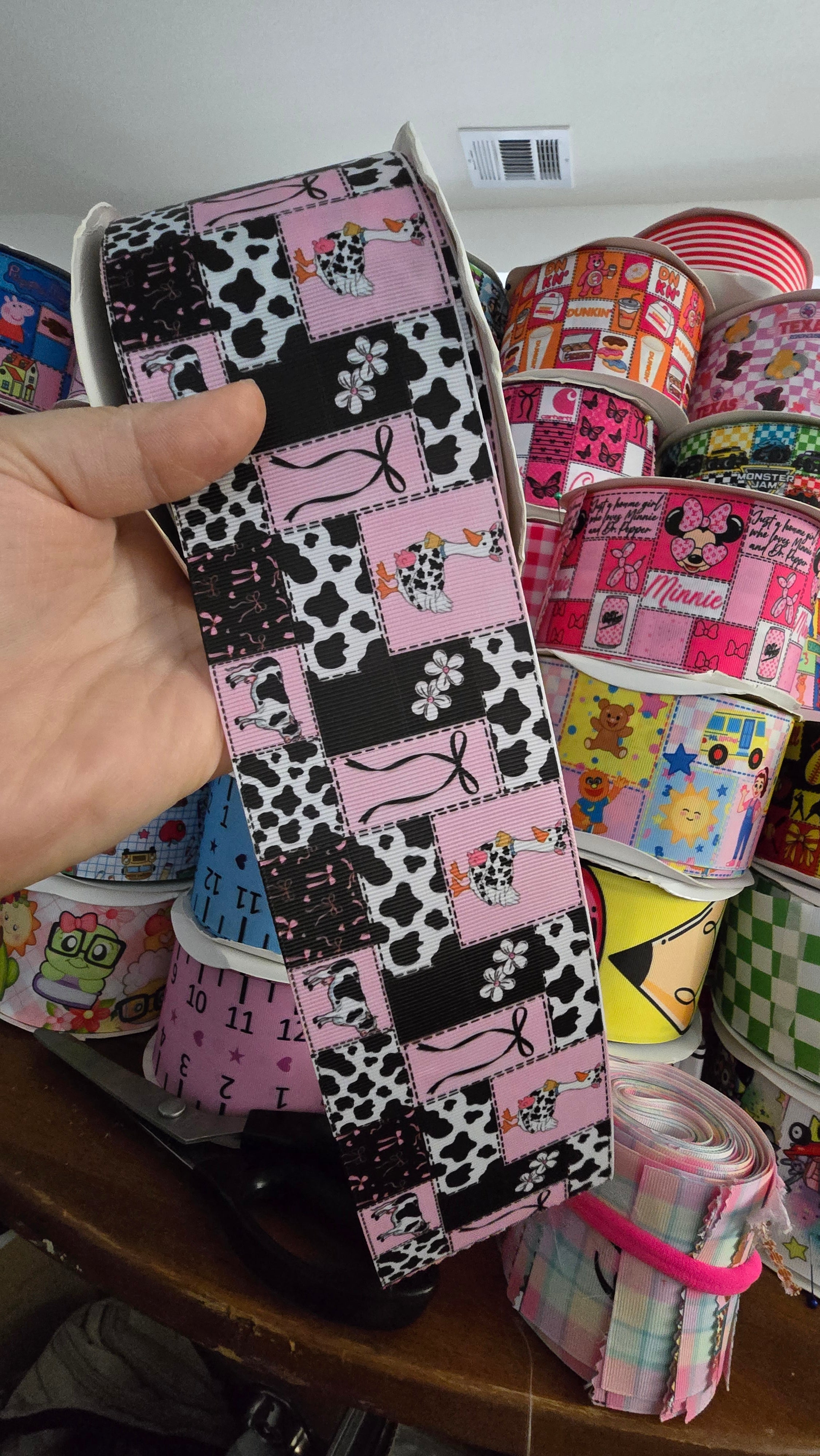 Cow, duck  ribbon print 3 '