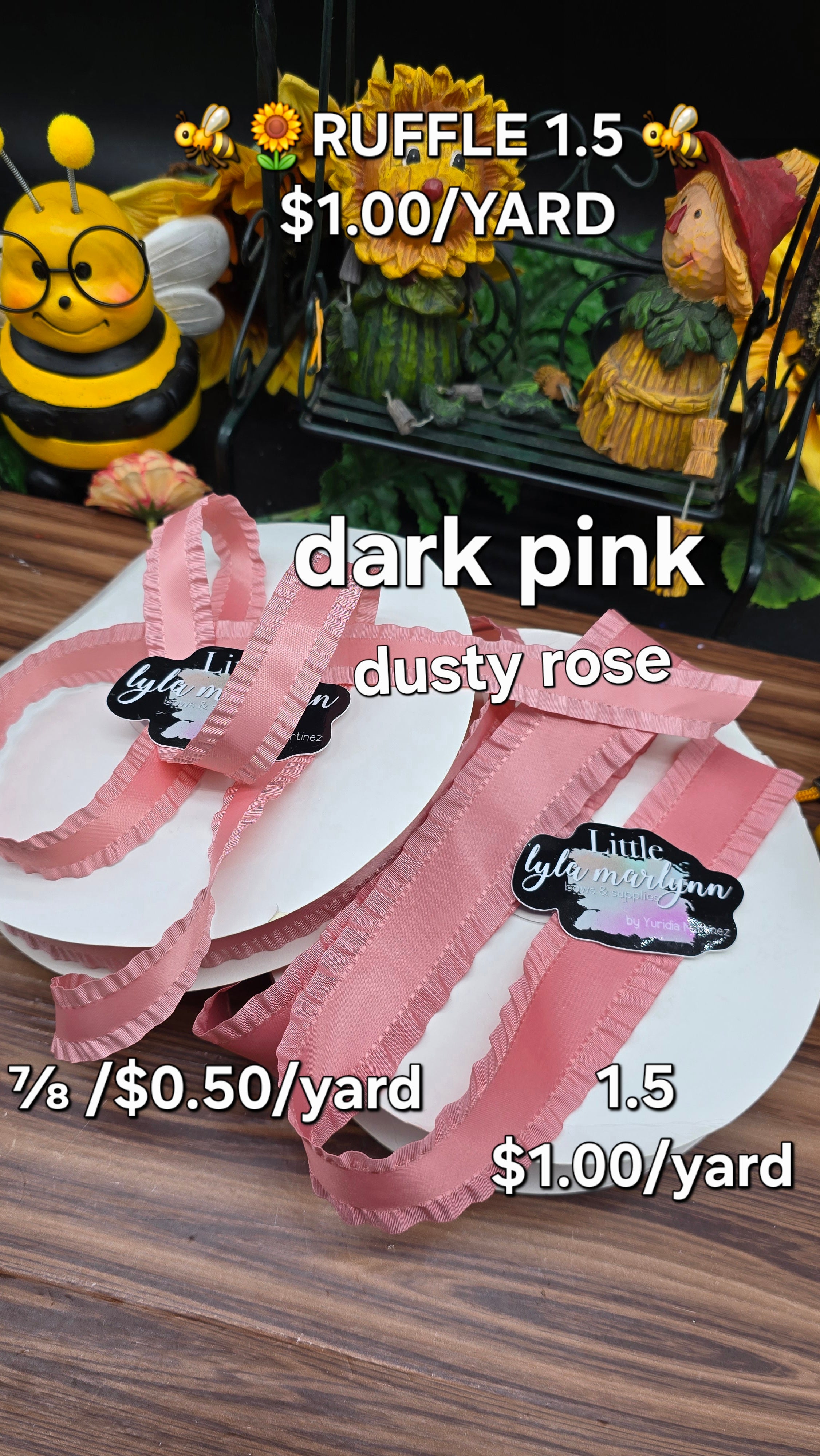 1.5 & ⅞ Ruffle dark Pink