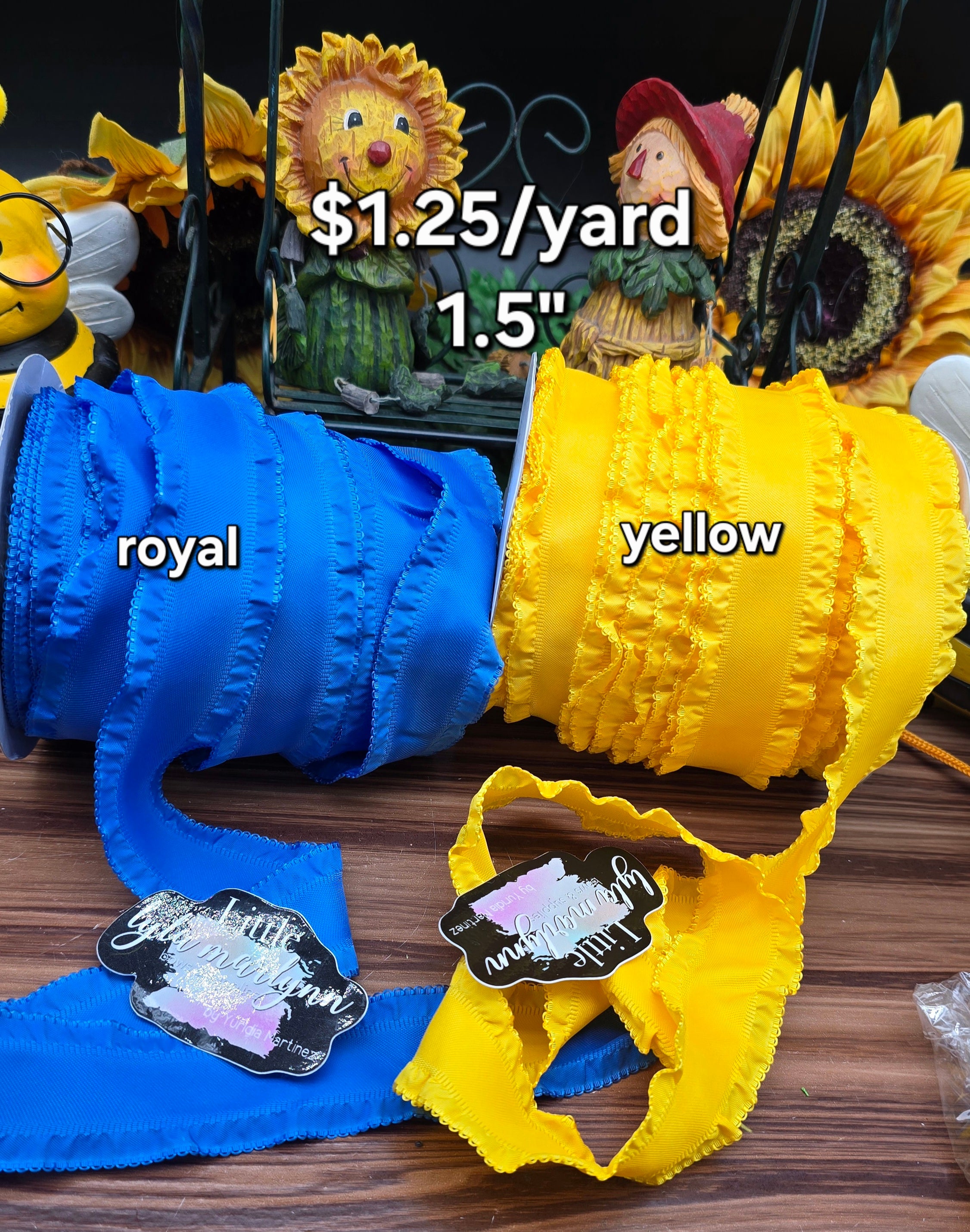 1.5 Ruffle two sided royal and yellow