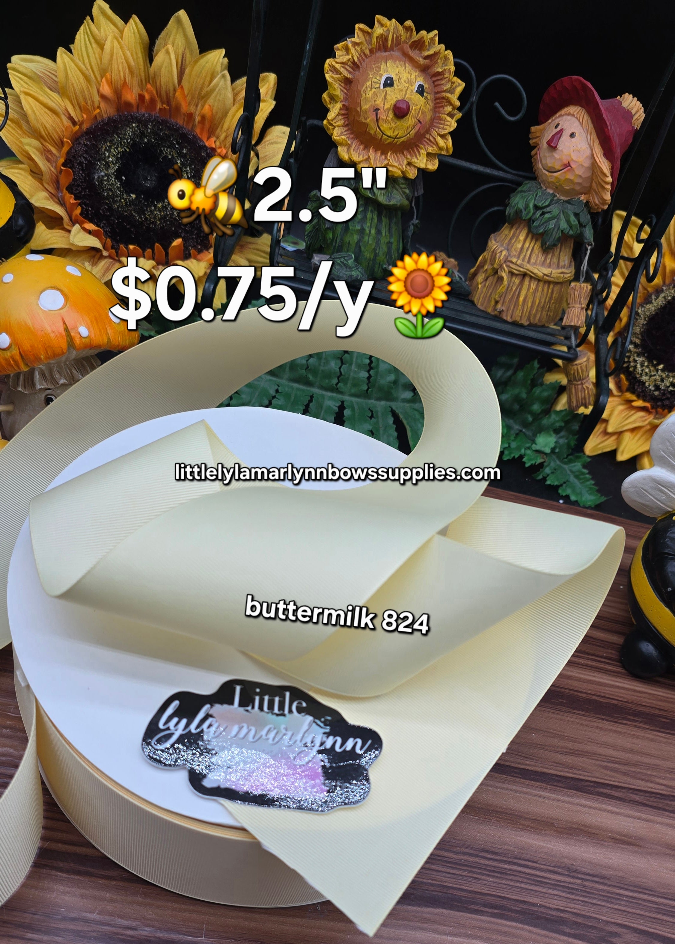 moss/ buttermilk/ pale gold solid 2.5' solid grosgrain