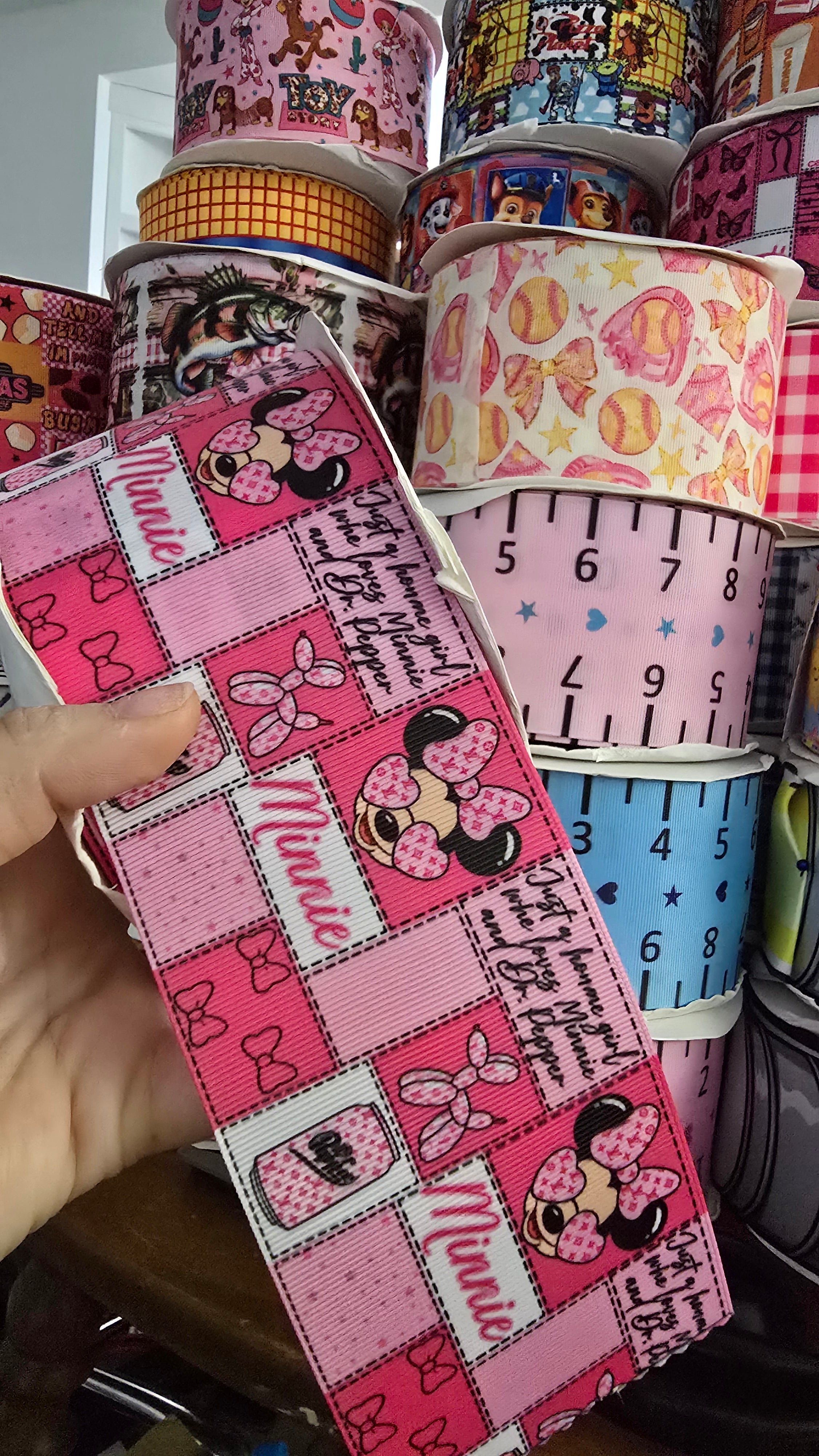 Mini ribbon print 3" grosgrain